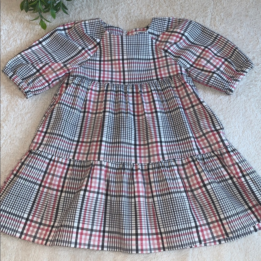 Mayoral Pink & Gray Plaid Dress 3 EUC